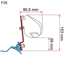 Awning Adapter Kit Stellantis (PSA) with Westfalia Rail for F35, F43, F45, F45s