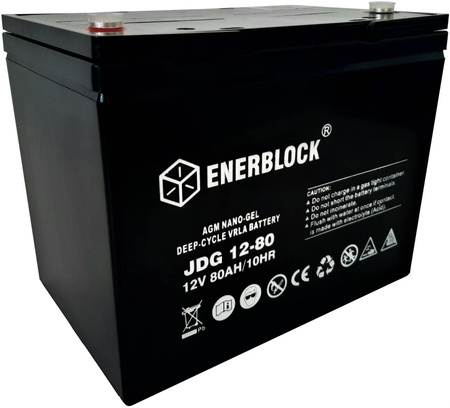 Akumulator kwasowo-ołowiowy ENERBLOCK AGM-GEL Hybrid 12V, 80AH Seria JDG