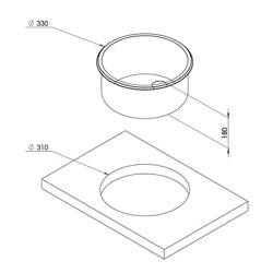 Cylindrical stainless steel sink - Ø 330 mm - LA1417