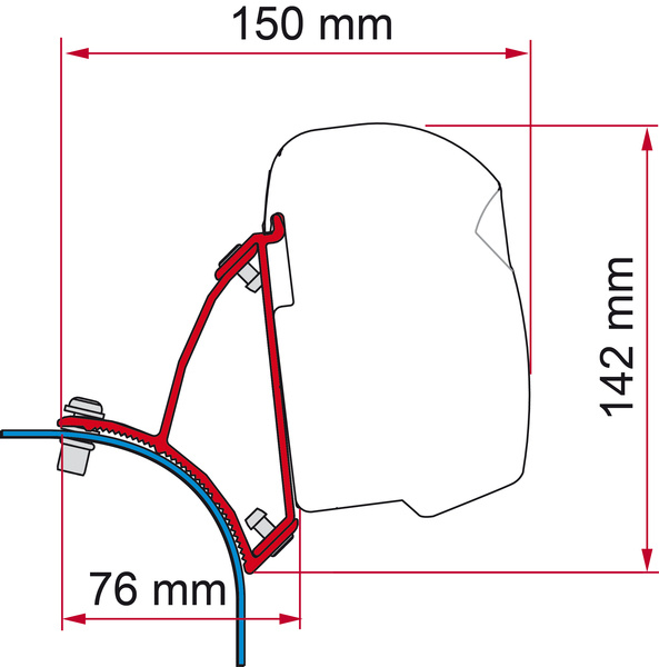 Adapter markizy F43van do VW T5 / T6 / T6.1 Dach podnoszony - kierownica po lewej stronie