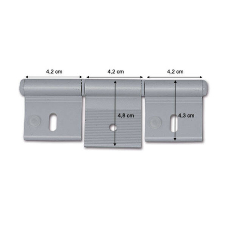 Anodised aluminium hinge 126 mm 3 holes