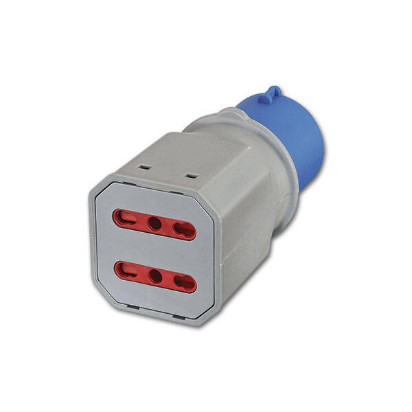 Adapter wtyczki CEE i 2 gniazda 10/16 A