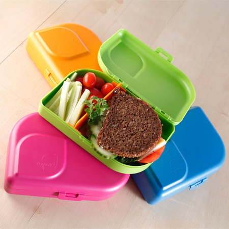 ajaa! lunch box with divider, green – made from sugarcane, 18.5 × 12.5 × 5 cm