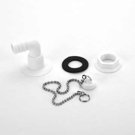 FAWO Odpływ kątowy 90° z korkiem do zlewu - otwór 30 mm, wąż 19 mm