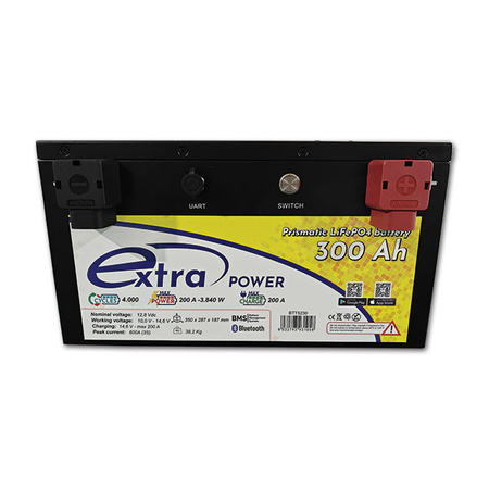 ExtraPOWER LiFePO4 battery 12.8 V 300 Ah with BMS and Bluetooth