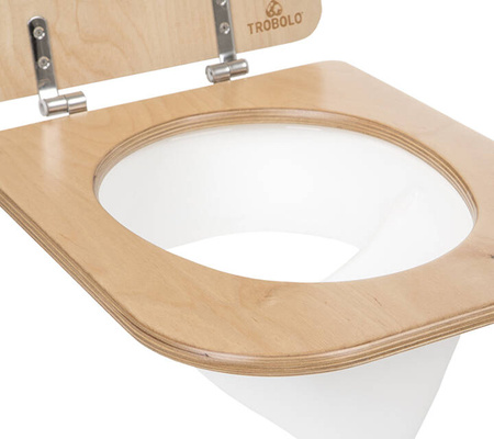 TROBOLO separator moczu biały z drewnianą deską sedesową - wkład do toalety kompostującej DIY