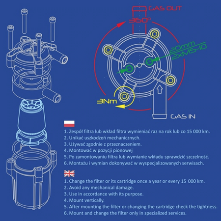 ALEX Ultra 360 LPG CNG Filter 12mm IN/OUT