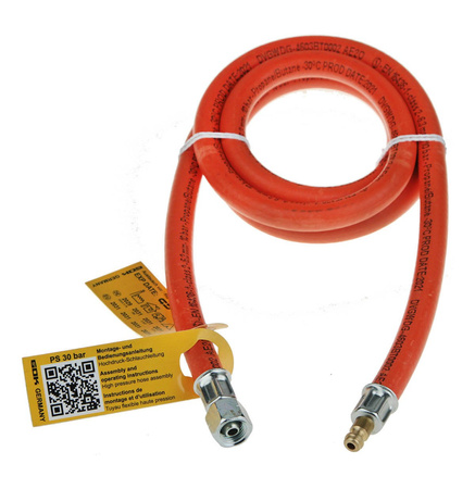 GOK gas hose 1/4 LH-UM x STN x 1500mm PS 10 bar