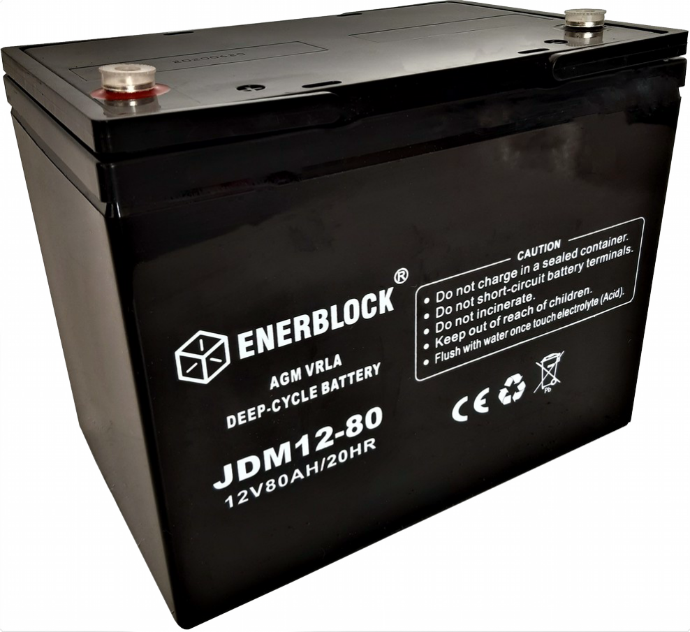 Akumulator kwasowo-ołowiowy ENERBLOCK AGM DEEP CYCLE 12V, 80AH Seria JDM