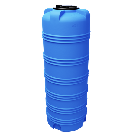 Cylindryczny pionowy pojemnik 750 l UHPLAST niebieski
