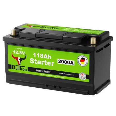 Akumulator LiFePO4 BullTron 118Ah Starterowy – Lekki, 2000A, -20°C