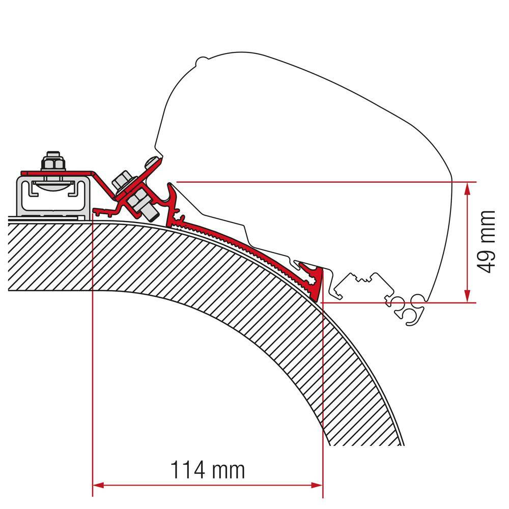 Adapter 400 cm do mocowania markiz marki Fiamma do pojazdów Rapido Distinction