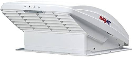 MaxxFan Deluxe Remote controlled roof fan, skylight for campervan, White, 40x40cm