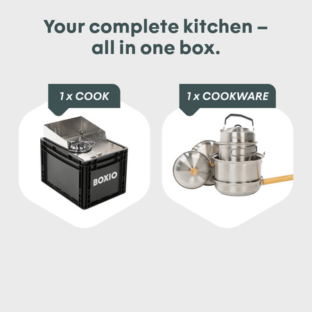 BOXIO COOK PLUS - Mobile gas cooker with pot set