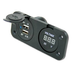 Support with 2 USB and voltimeter - 5 V