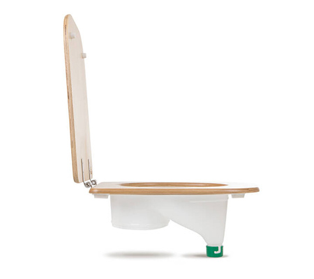 TROBOLO urine diverter white with wooden toilet seat - insert for DIY composting toilet