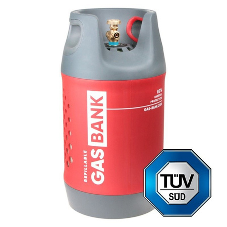 GasBank SINGLE 11 kg - LPG Refillable Gas Cylinder - DIN (G12 KLF) Inlet/Outlet