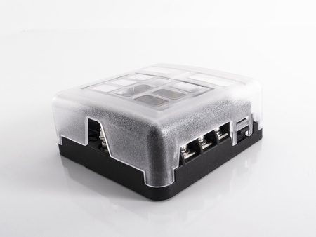 Rozdzielacz zasilania z uchwytem bezpiecznikowym na 6 gniazd