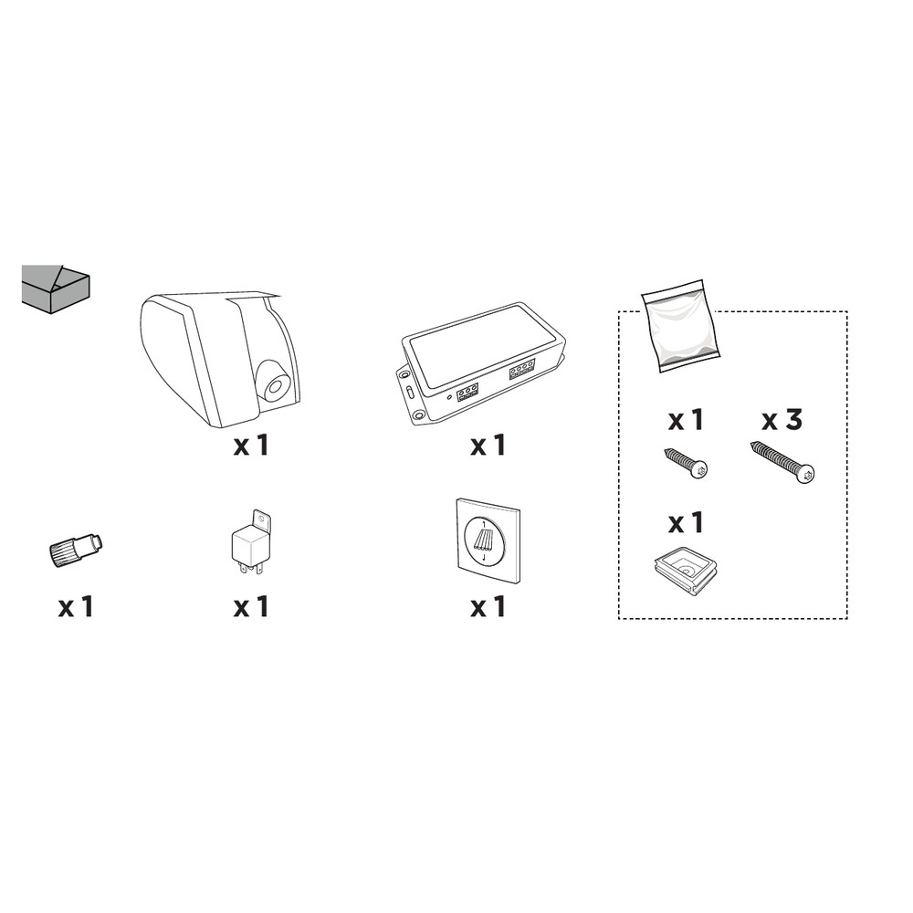 Thule 302097 12 V motor kit for Omnistor 6300 - kit contents