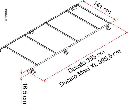 Reling dachowy Fiat Ducato H2 395cm z adapterem do markizy F65