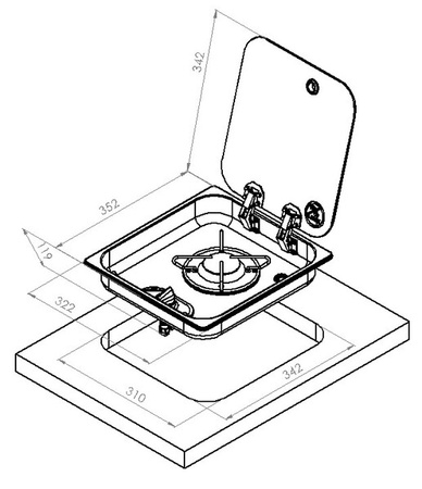 Kuchenka ze stali nierdzewnej z szybą ASO - 1 palnik