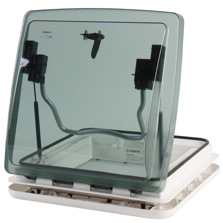 Aerodynamiczny okap dachowy z roletą zaciemniającą i moskitierą - 40 x 40 cm