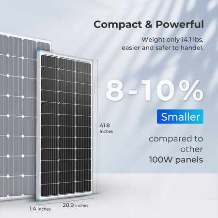 100 Watt 12 Volt Monocrystalline Solar Panel (Compact Design) | Renogy Solar