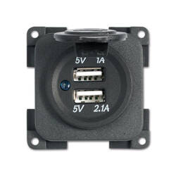 Podwójne gniazdo USB 1 A / 2,1 A - szare