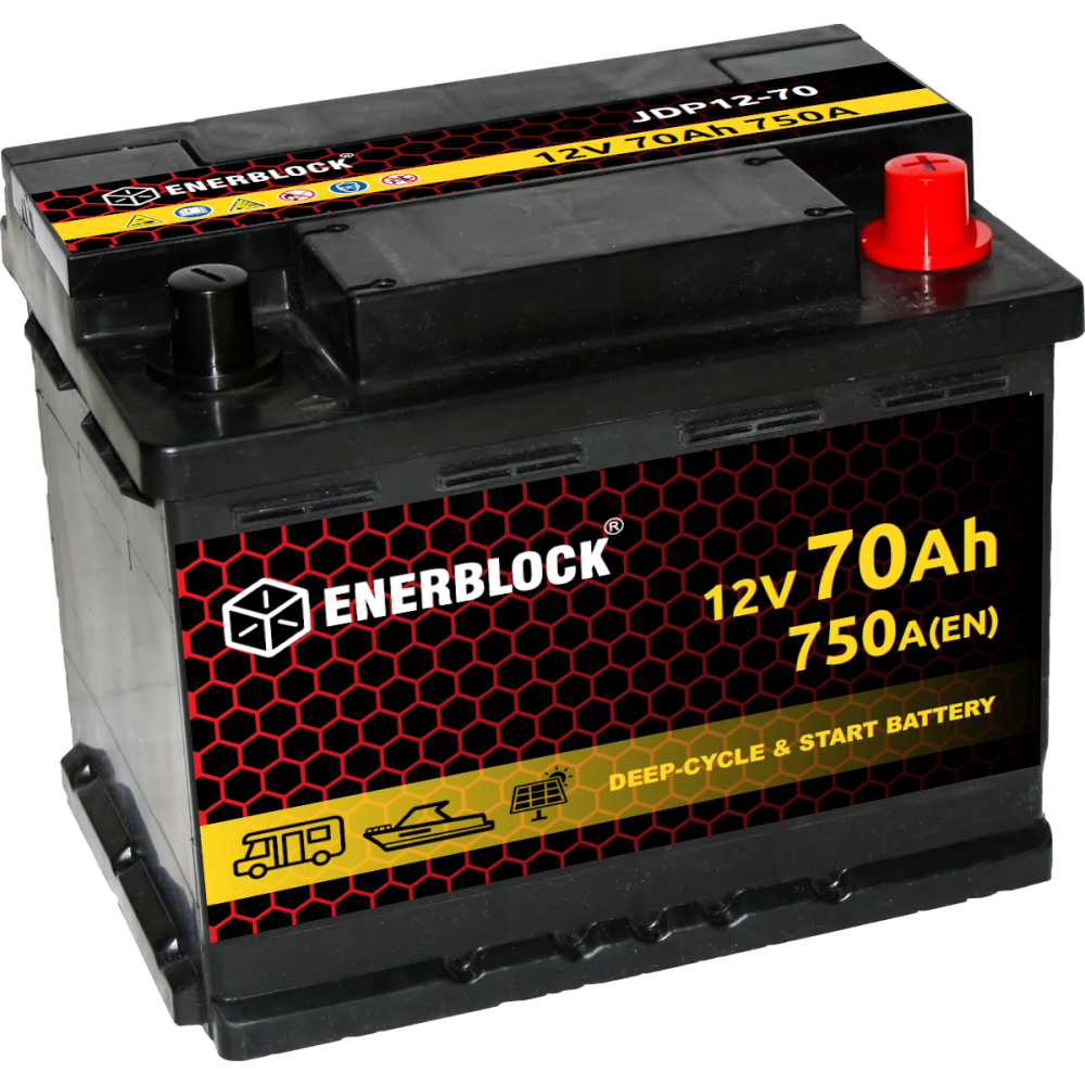 Akumulator kwasowo-ołowiowy ENERBLOCK AGM Duo Power 12V, 70AH Seria JDP