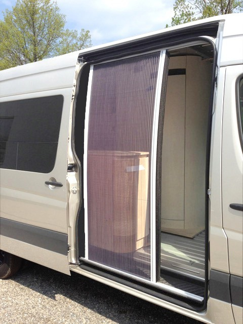 Horrex pleated fly screen door in a van sliding door