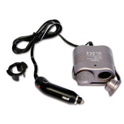 Double cigarette lighter extension cable 1.3 m