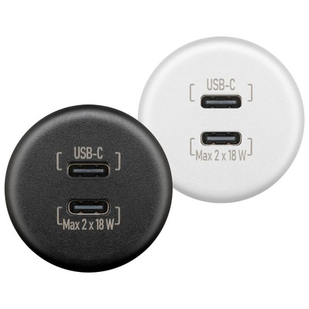 Wentronic Podwójna ładowarka USB-C 2 x 18 W 12/24 V czarna do ramek Berker i Inprojal - kamper