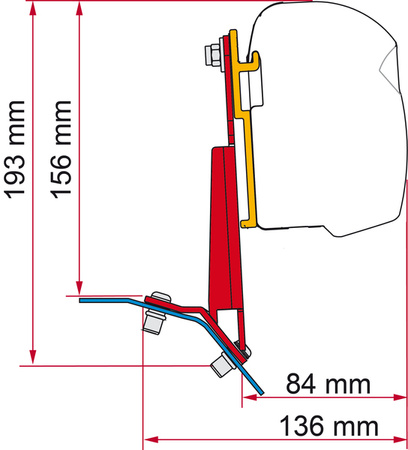 Adapter Fiamma do F45, F43van i F35PRO - Do Ford Custom - Kierownica po lewej stronie