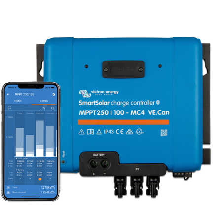Victron SmartSolar MPPT 250/100-MC4 VE.Can regulator solarny 100 A, 12/24/48 V, Bluetooth
