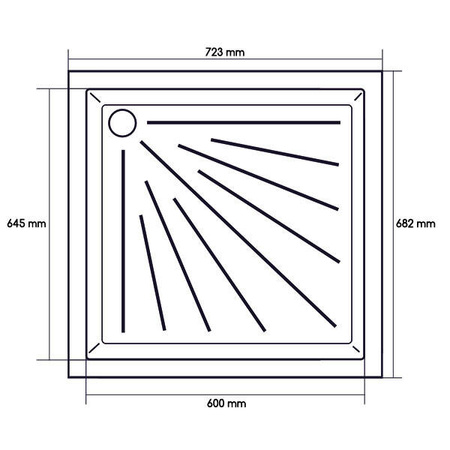 Brodzik prysznicowy z tworzywa 645 x 600 x 50 mm biały - łazienka w kamperze i przyczepie