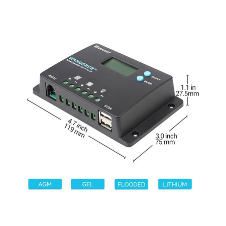 Kontroler ładowania Wanderer 10A PWM