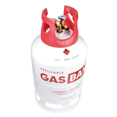 GasBank LS DUO 11 kg butla LPG z lekkiej stali z zaworem DUO i OPD 80%