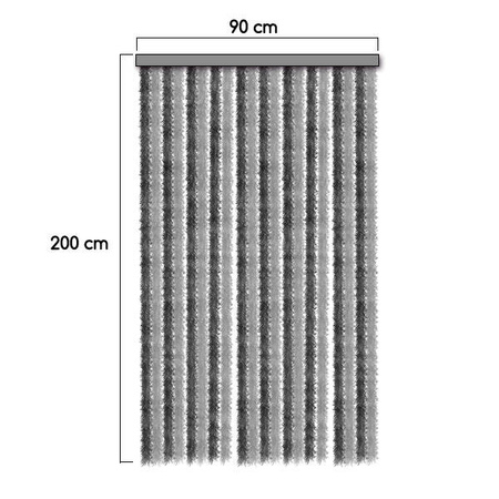 Chenille curtain white/grey - 90 x 200 cm