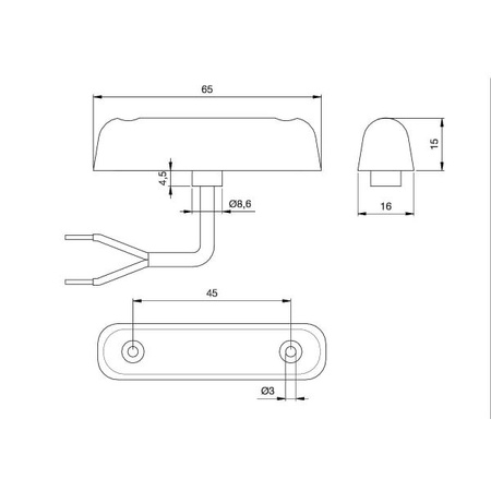 Jokon Lampa obrysowa LED S 24-2 czerwona 12 V 65 x 16 x 16 mm - tył kampera i przyczepy