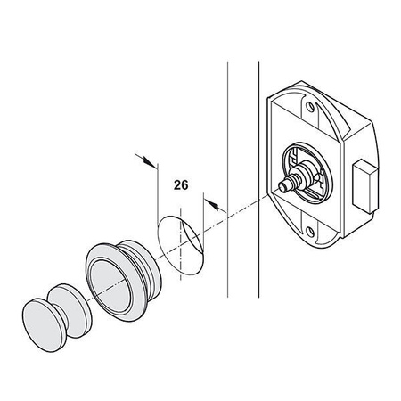 Nickel-plated Push-Lock kit with nickel-plated button and rosette