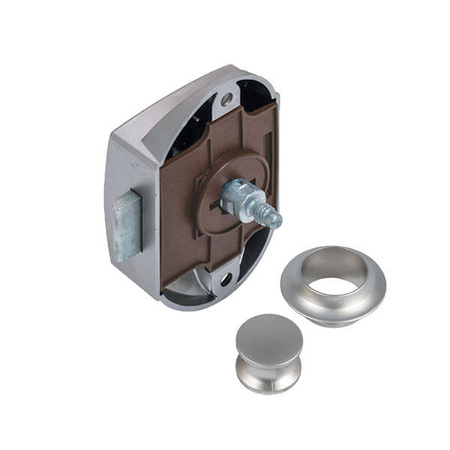 Nickel-plated Push-Lock kit with nickel-plated button and rosette