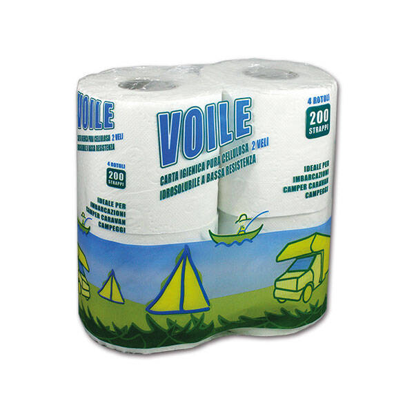 Eco Voile papier toaletowy rozpuszczalny 2-warstwowy, 4 rolki - toaleta turystyczna