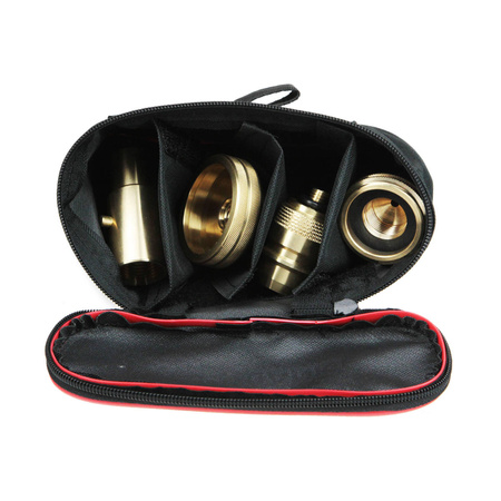 GasBank SET LPG filling adapter case with 3 dividers - 4 compartments, 7.5 x 18 x 8 cm, black
