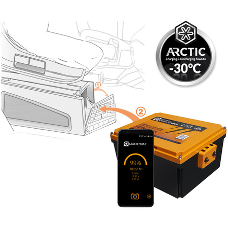 LIONTRON LiFePO4 12.8V 200Ah LX Smart w. Bluetooth Arctic under seat