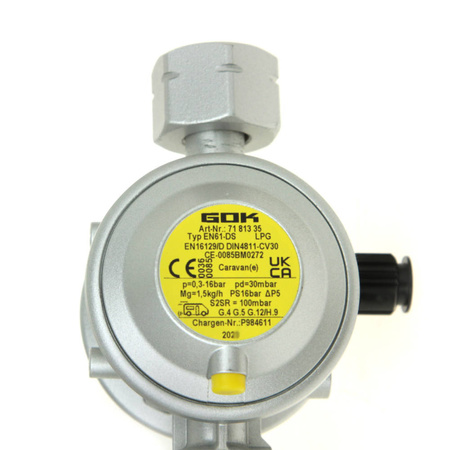 GOK Caramatic DriveOne CS reduktor 30 mbar, 1,5 kg/h, 105° - do zbiorników podwieszanych, z Crash Sensorem