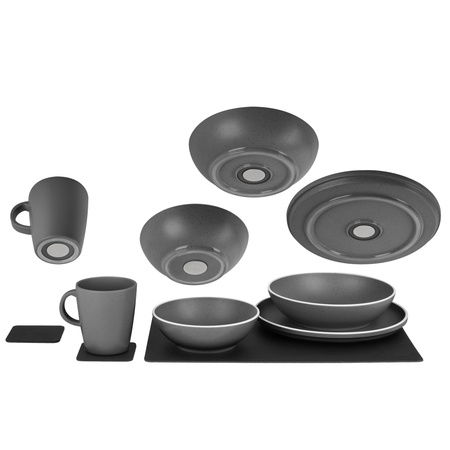 Dolomite magnetic tableware set
