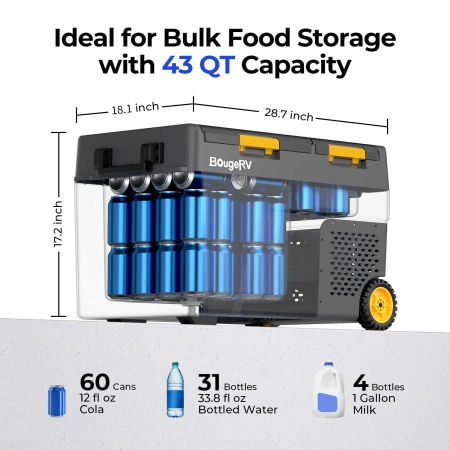 Lodówka samochodowa i zamrażarka z baterią BougeRV CRD2 40 Litrów