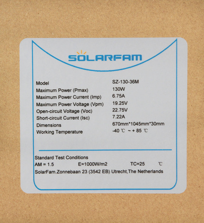 130W Solar panel 1045x670mm SOLARFAM