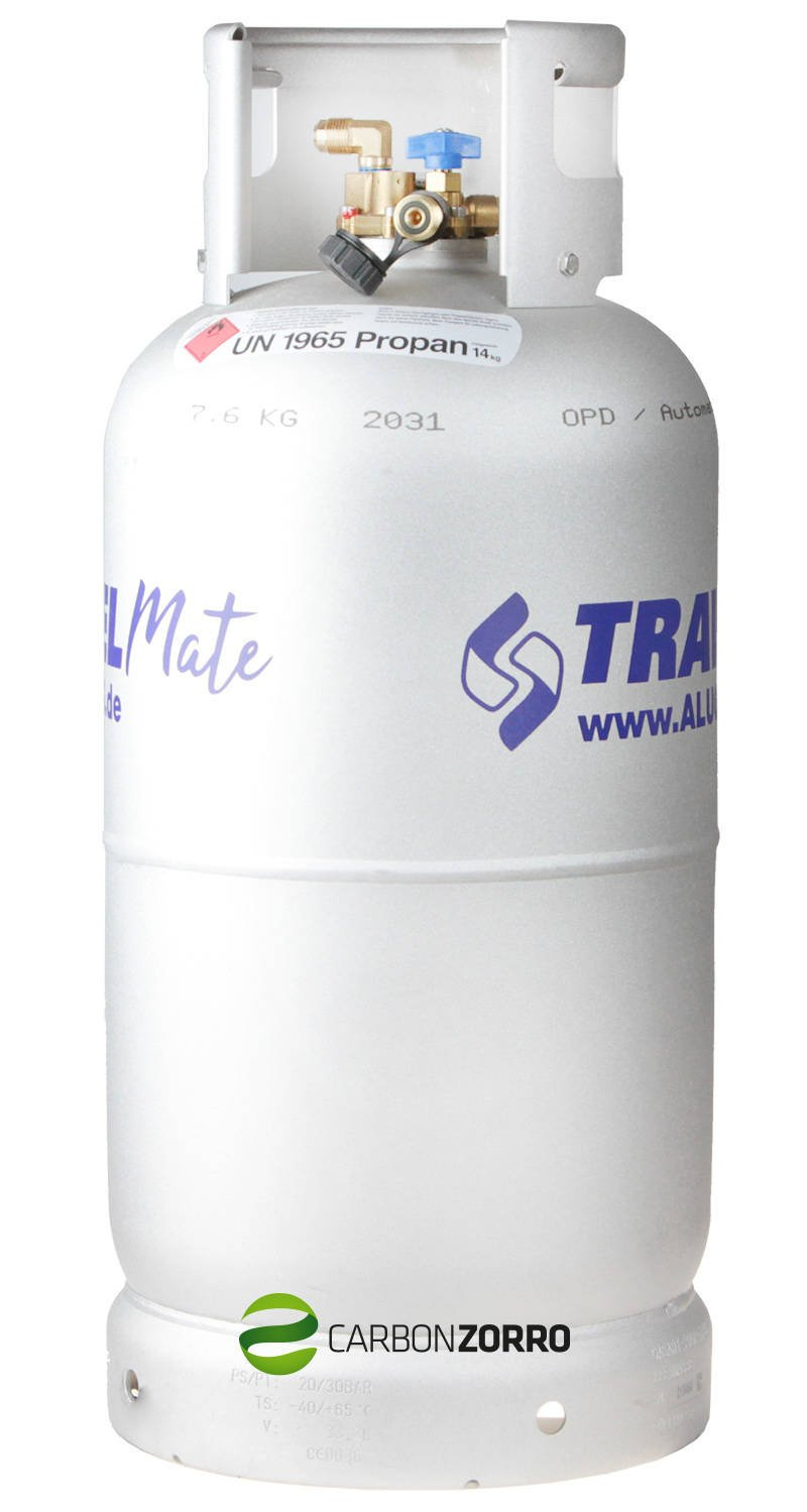 Alugas TRAVEL Mate - 14kg (33 Litry) - Aluminiowa / Z zaworem odcinającym 80% OPD