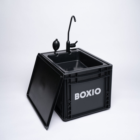 BOXIO WASH PLUS - mobile Eurobox sink with shower, mirror and cleaning beads